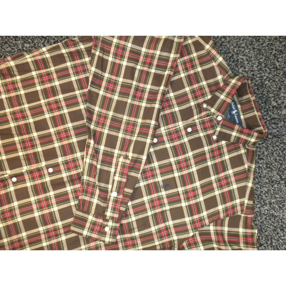 Ralph Lauren Mcmeel Shirt Mens M Brown‎ Red Button Down Plaid Long Sleeve Pony